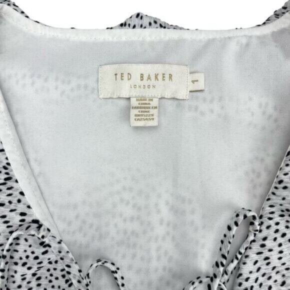 TED BAKER Alyanna Peplum Ruffle Patterned Top Size 4 - Picture 8 of 11